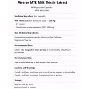 Viverse Nutrition MTE Milk Thistle Extract, 60 Capsules Nutrition Panel - SupplementSource.ca