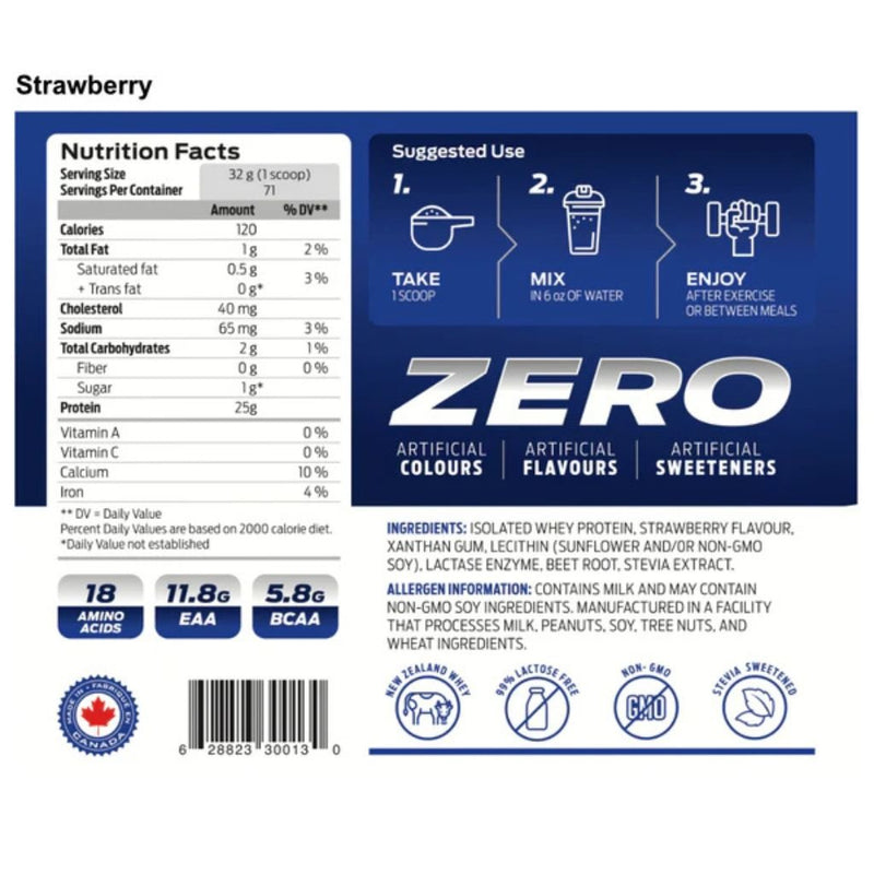 XP Labs IsoXP 5lb Strawberry Ice Cream Nutrition Panel - SupplementSource.ca