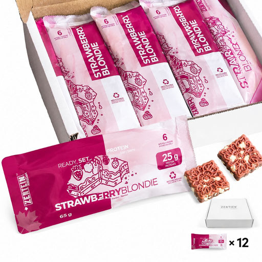 Zentein Nutrition Collagen Protein Bar, Strawberry Blondie, 12 Bars/Box - SupplementSource.ca