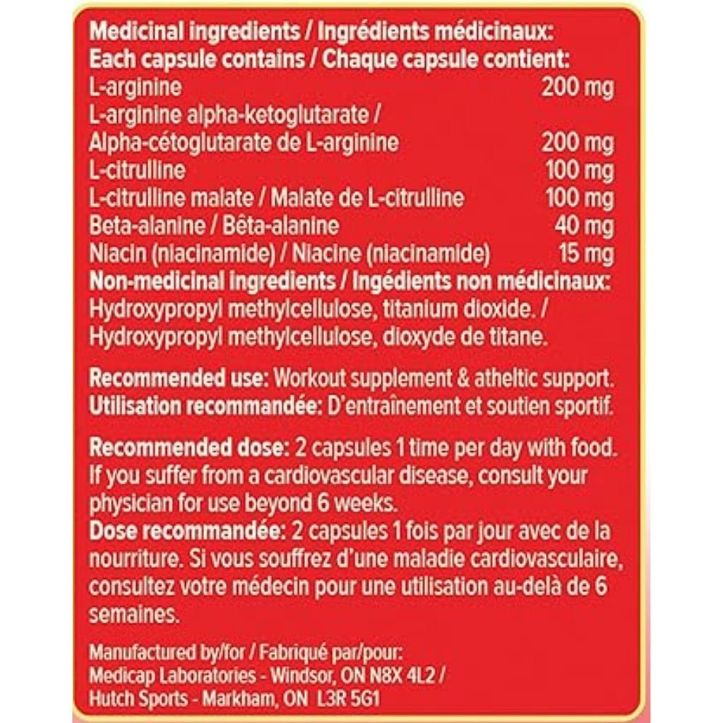 Zuice for Men L-Arginine + Citrulline, 60 Servings Nutrition Panel - SupplementSource.ca