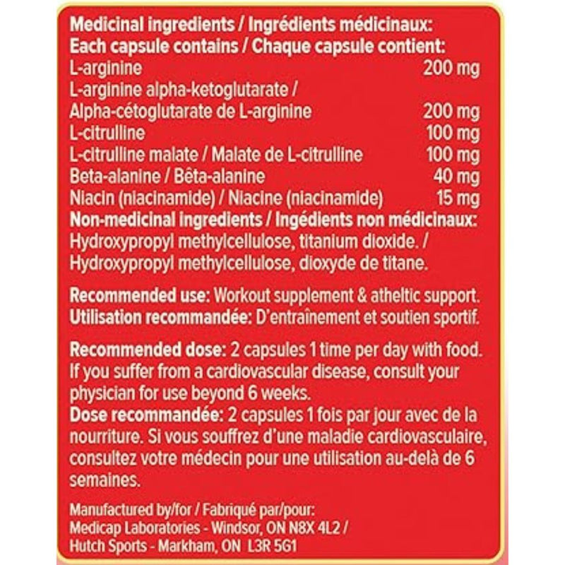 Zuice for Men L-Arginine + Citrulline, 60 Servings Nutrition Panel - SupplementSource.ca