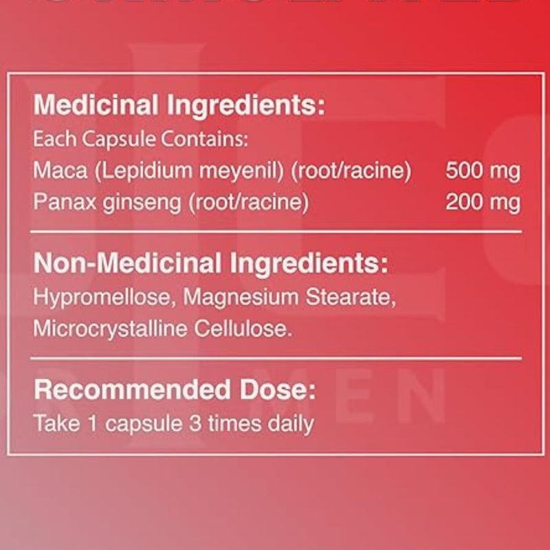 Zuice for Men MACA ROOT + GINSENG, 60 Servings Nutrition Panel - SupplementSource.ca