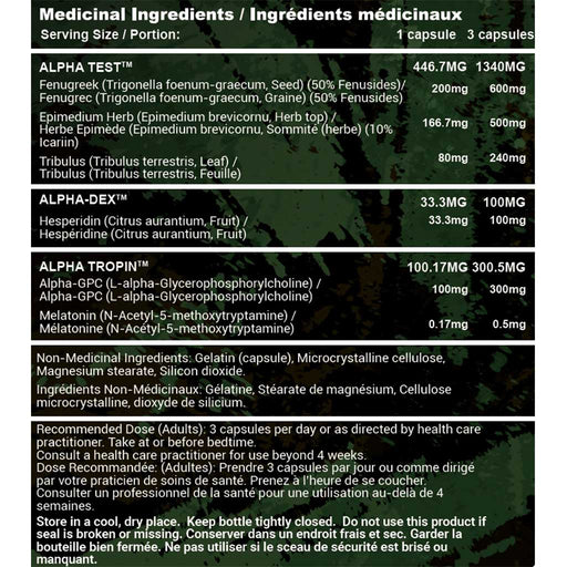 Advanced Genetics ALPHA, 90 Caps Nutritional Panel- SupplementSourceca