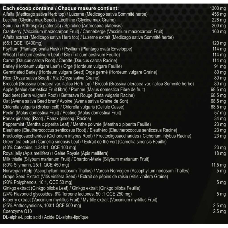 Advanced Genetics ATHLETE'S SUPERFOOD (Greens 30 Servings), 160g Nutritional Panel - SupplementSourceca