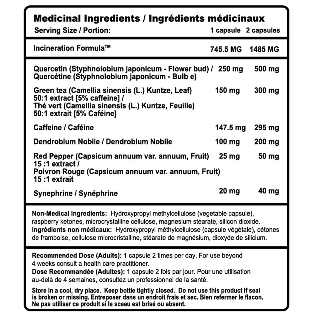 Advanced Genetics F-10 FAT BURNER, 84 Vcaps Nutrition Panel - SupplementSourceca