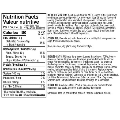 ANS Performance KETO WOW Bars, 12 bars x 40g Nutritional Panel - SupplementSourceca