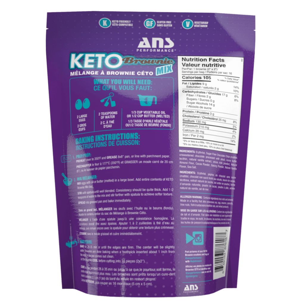 ANS Performance KETO BROWNIE MIX, 16 Servings SupplementSource.ca