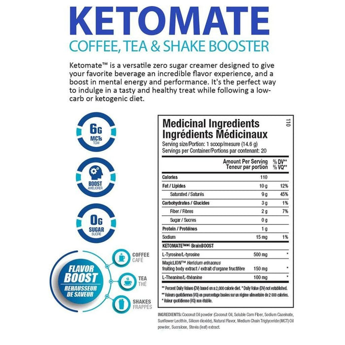 ANS Performance Ketomate Nutritional Info - SupplementSource.ca