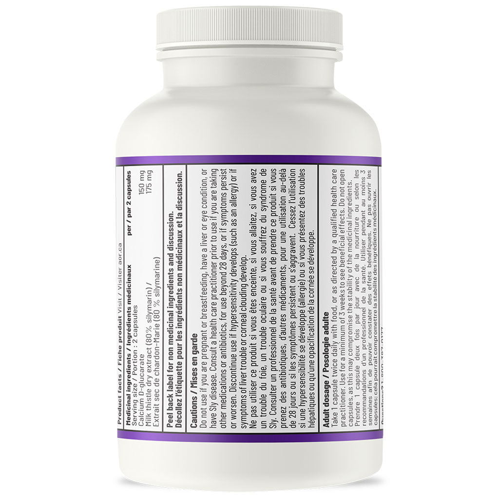 AOR D-Glucarate + Milk Thistle, 60 Capsules Nutrition Panel 2 - SupplementSource.ca