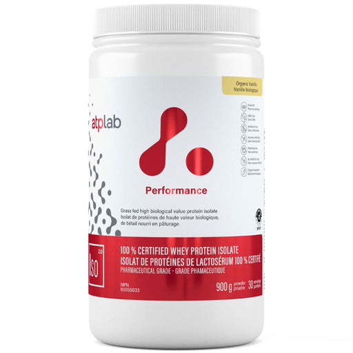 ATP Lab 100% Certified Whey Protein Isolate, 900g Organic Vanilla - SupplementSource.ca