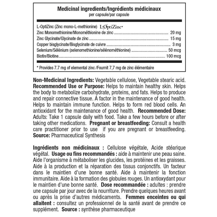 ATP Lab Synerzinc, 90 VCaps Nutrition Panel - SupplementSource.ca
