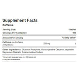 Allmax CAFFEINE (200mg), 100 Tabs Nutritional Panel - SupplementSourceca