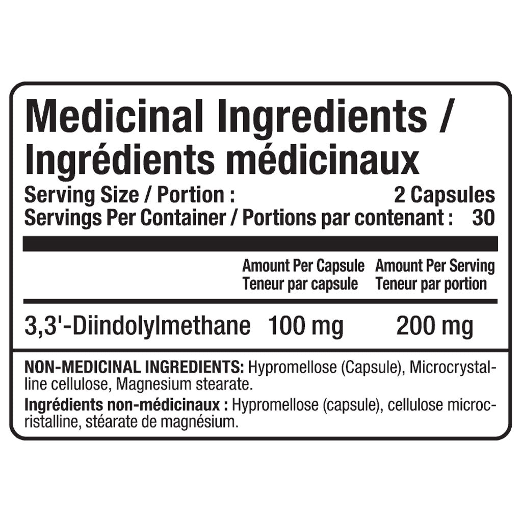 Allmax DIM (Diindolylmethane) 60 VCaps Nutrition Panel - SupplementSource.ca