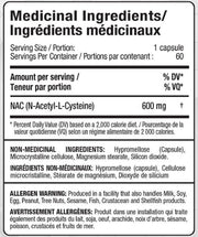 Allmax NAC 600mg, 60 Vcaps supp facts - SupplementSourceca