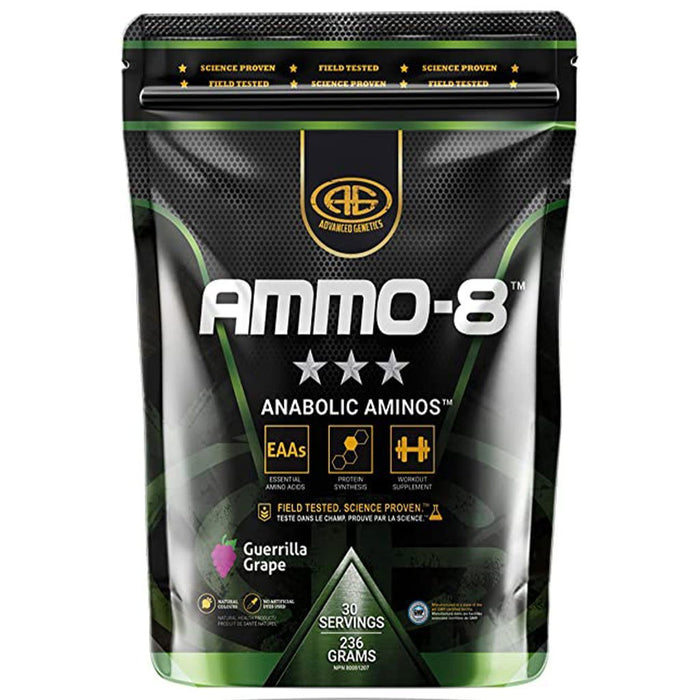 Advanced Genetics AMMO-8 (#1 Selling EAA Formula), 30 Servings Grape - SupplementSourceca