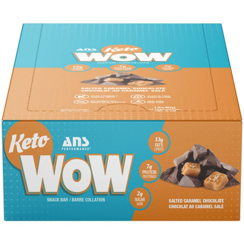 ANS Performance KETO WOW Bars, 12 bars x 40g Salted Caramel Chocolate - SupplementSource.ca