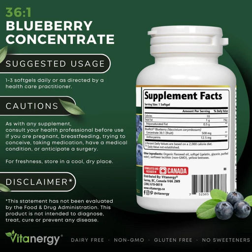 Vitanergy Blueberry Concentrate 36:1, 90 Softgels SupplementSource.ca
