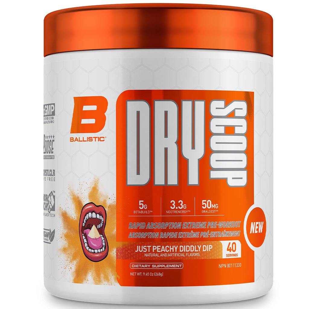Ballistic Supps Dry Scoop, 40 Servings Just Peachy Diddly Dip - SupplementSource.ca