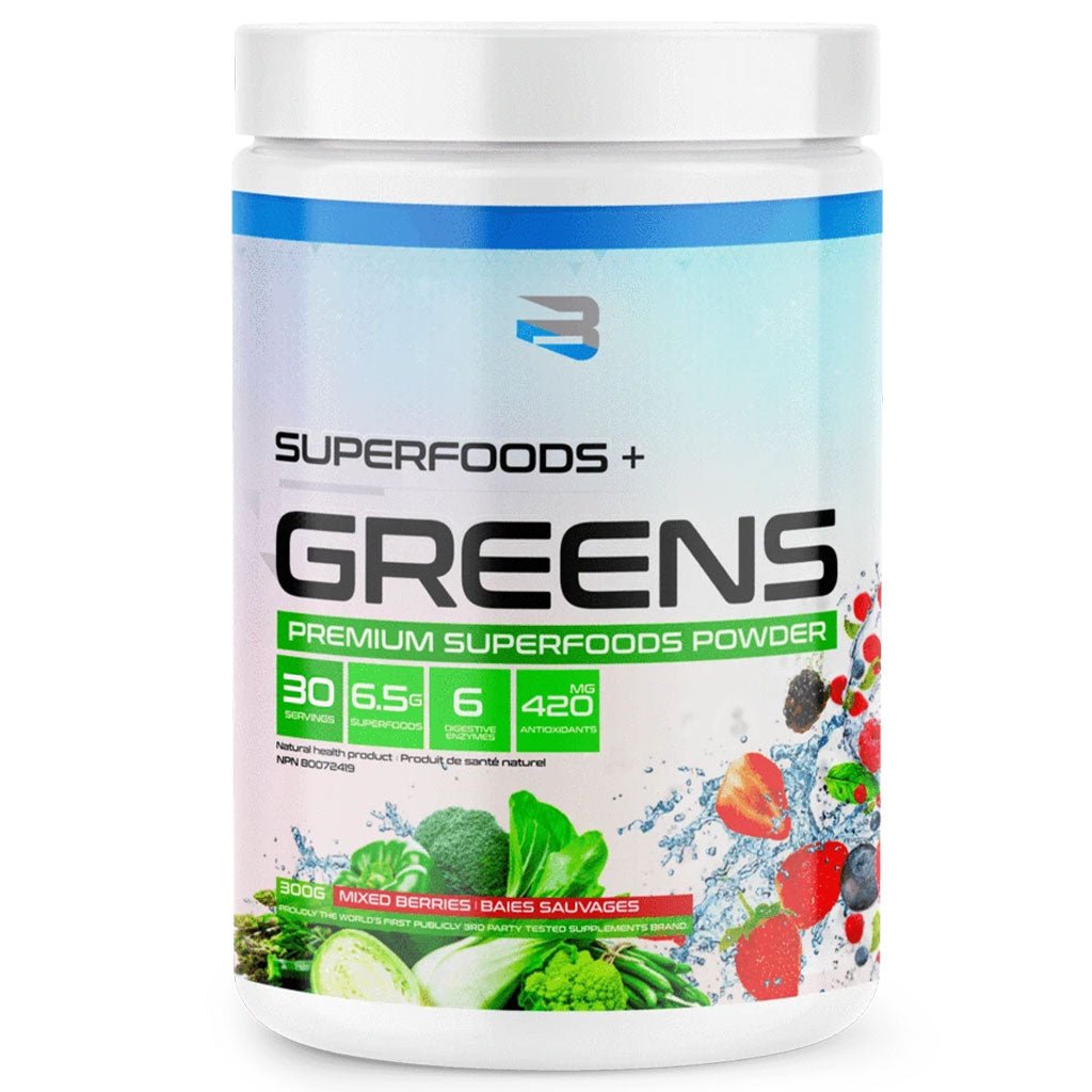 Believe Supplements SuperFoods + Greens 30 Servings Mixed Berries - SupplementSource.ca