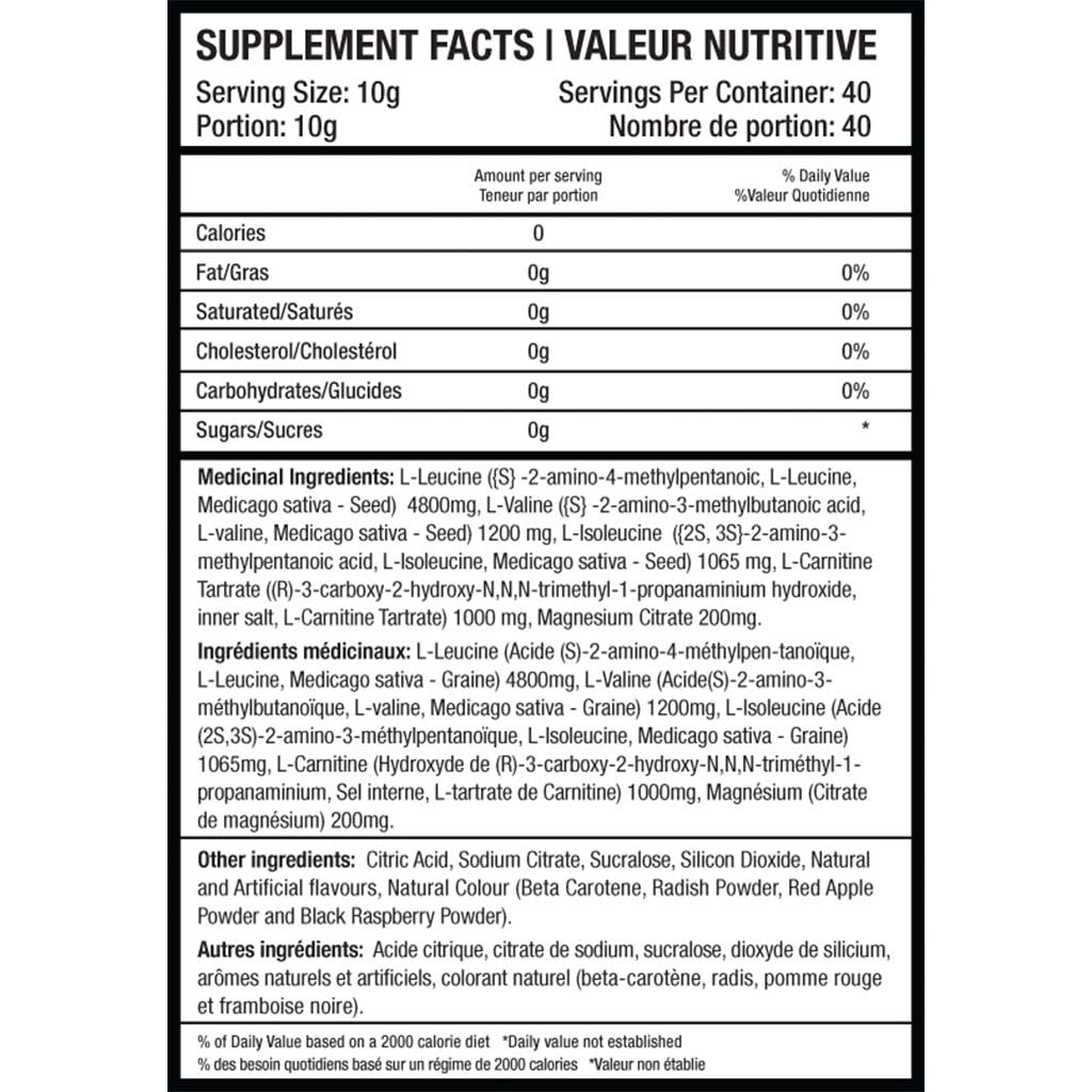 Beyond Yourself AMRAP, 40 Servings Nutrition Panel - SupplementSource.ca