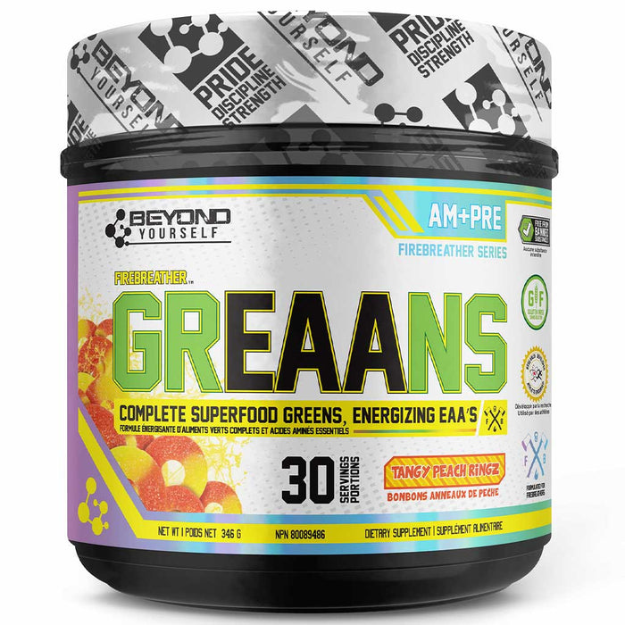 Beyond Yourself GrEAAns 30 Servings Tangy Peach Ringz - SupplementSource.ca