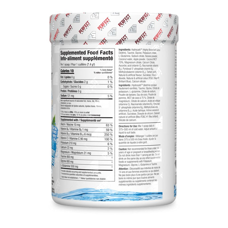 Perfect Sports Hydro Splash, 45 Servings Nutrition Panel - SupplementSource.ca