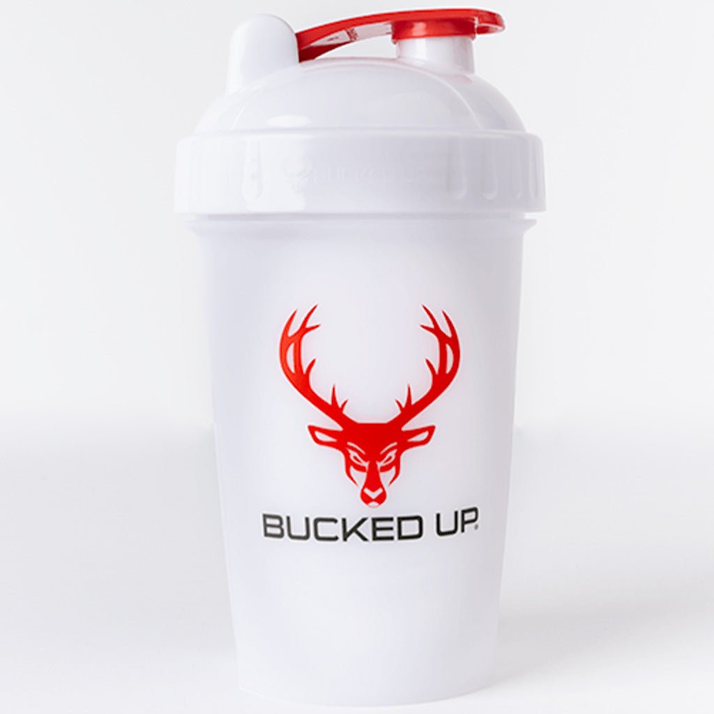 Bucked Up Perfect Shaker, 400ml White w/ Red - SupplementSource.ca