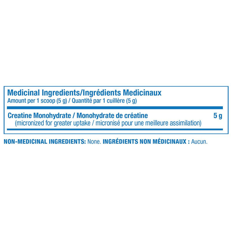 Confident Sports Creatine Monohydrate, 450g Nutrtion Panel - SupplementSource.ca