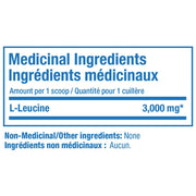 Confident Sports L-Leucine, 450g Nutrition Panel - SupplementSource.ca