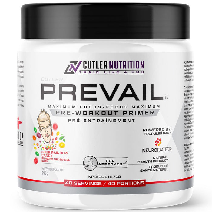 Cutler Nutrition Prevail Pre-Workout 40 Servings Sour Rainbow Candy - SupplementSource.ca