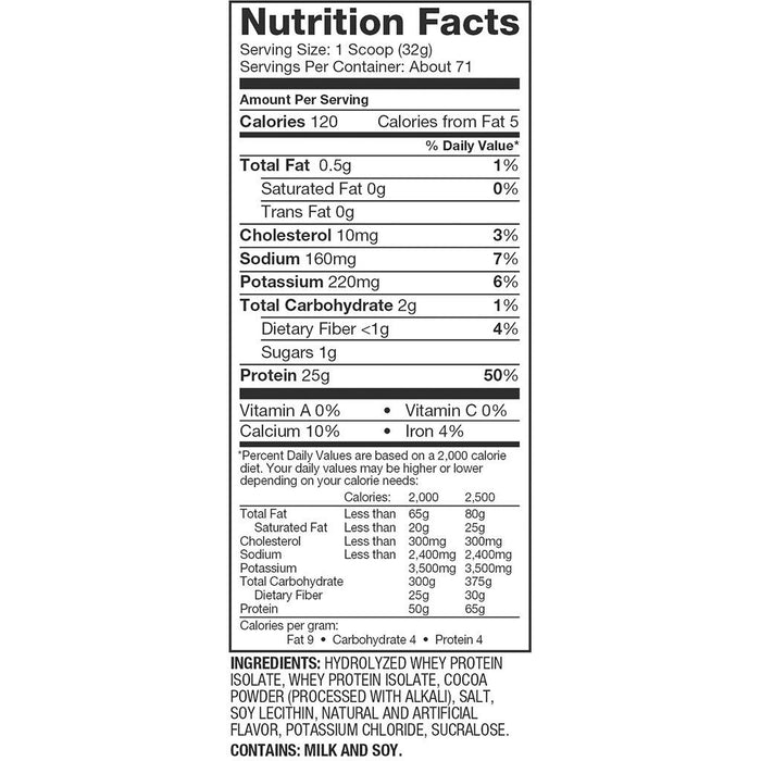 Dyamtize Iso100 5lb nutritional panel - SupplementSource.ca