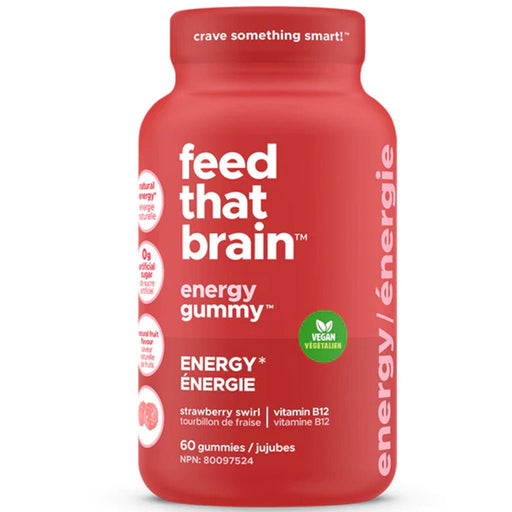 Feed that Brain Energy Vegan Gummy, 60 Gummies Strawberry Swirl - SupplementSource.ca