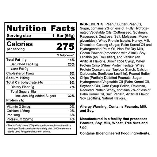 Final Boss Performance Anabar Milk Chocolate PB & Jelly Nutrition Panel - SupplementSource.ca