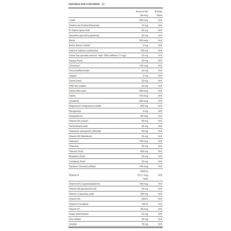 GAT Sports Mens' Multi + Test 60 Tabs Nutrition Panel - SupplementSource.ca