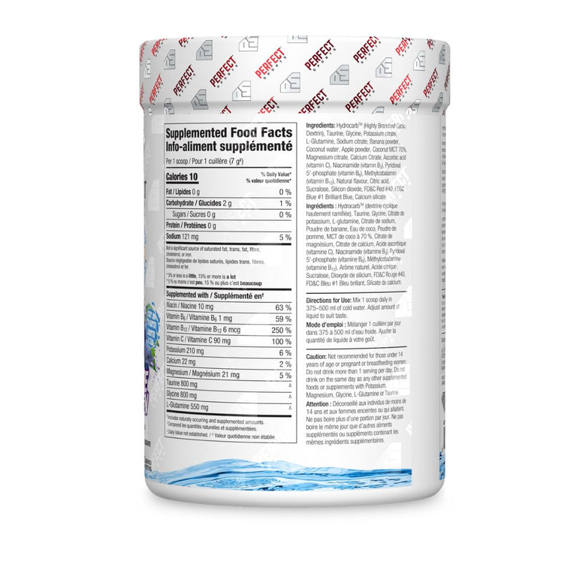 Perfect Sports Hydro Splash, 45 Servings Nutrition Panel - SupplementSource.ca