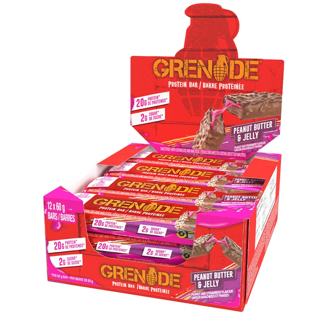 Grenade Bars 1 Box of 12 Bars Peanut Butter & Jelly - SupplementSource.ca