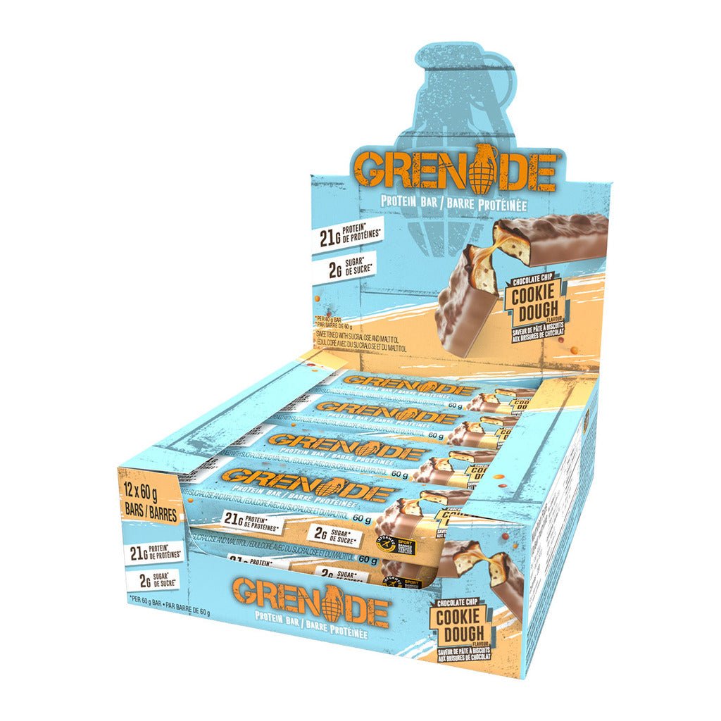 Grenade Bars 1 Box of 12 Bars Chocolate Chip Cookie Dough - SupplementSource.ca