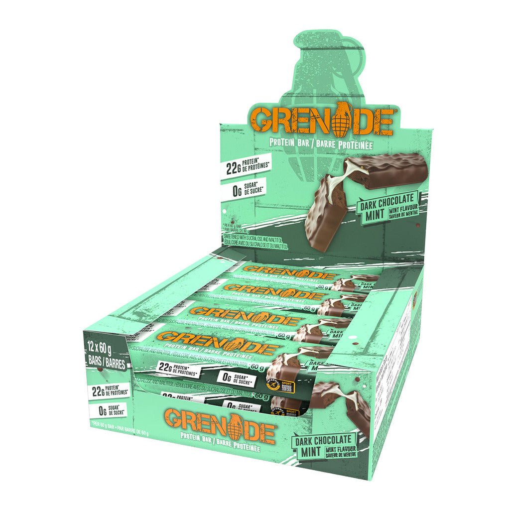 Grenade Bars 1 Box of 12 Bars Dark Chocolate Mint - SupplementSource.ca