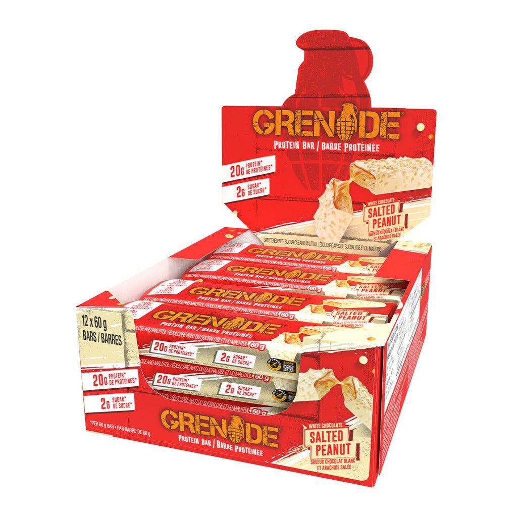 Grenade Bars 1 Box of 12 Bars White Chocolate Salted Peanut - SupplementSource.ca