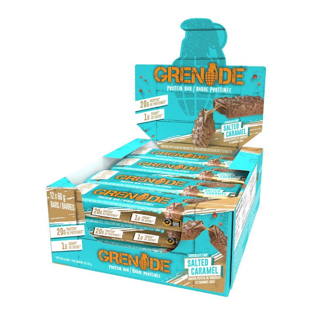 Grenade Bars 1 Box of 12 Bars Chocolate Chip Salted Caramel - SupplementSource.ca