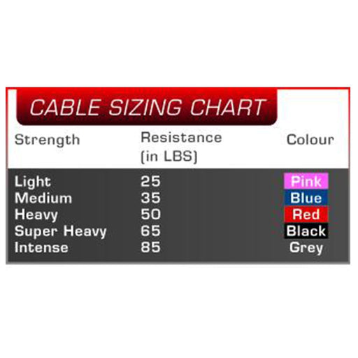 Grizzly RESISTANCE CABLE - Medium 8811-27 Sizing Chart - SupplementSourceca