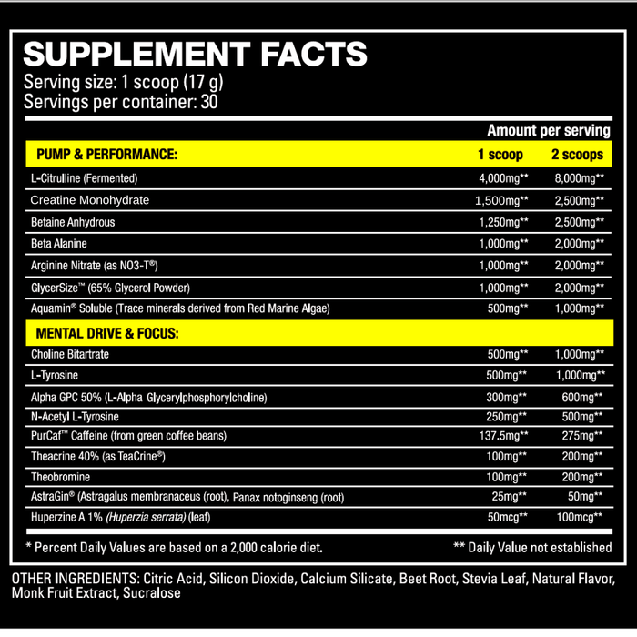HD Muscle PreHD Ultra 30 Servings Supplement Facts SupplementSource.ca
