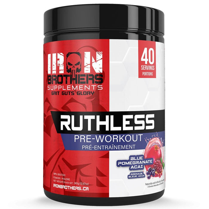 Iron Brothers Supplements RUTHLESS PRE-WORKOUT, 40 Servings Blue Pomegranate Acai - SupplementSource.ca