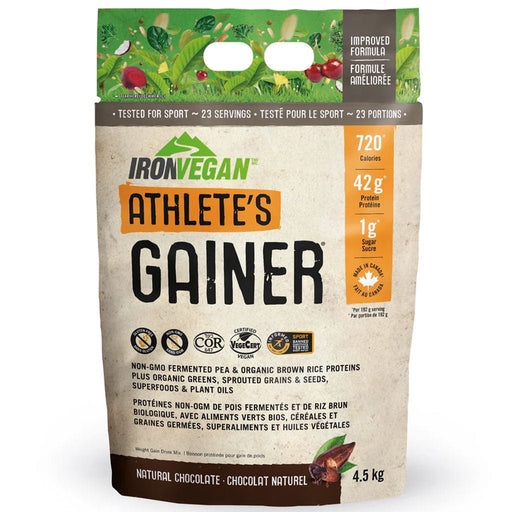 Iron Vegan Athlete's Gainer 4.5kg Natural Chcolate - SupplementSource.ca