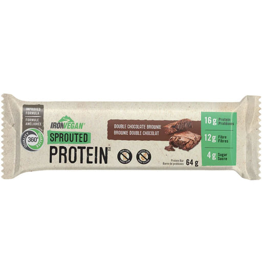 Iron Vegan Sprouted Protein Bar SINGLE Double Chocolate Brownie - SupplementSource.ca