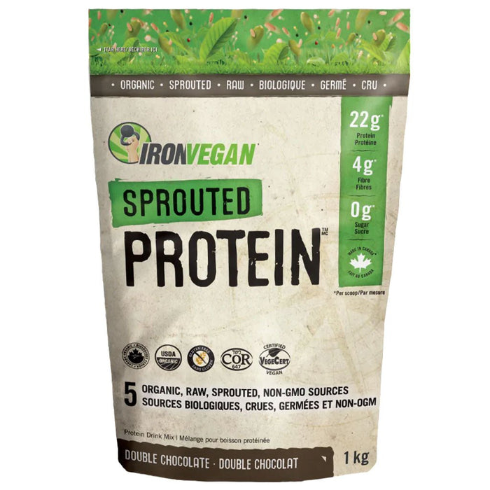 IronVegan Sprouted Protein 1kg Double Chocolate - SupplementSource.ca