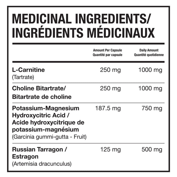 Magnum Nutraceuticals Carne Diem 96 Capsules Nutrition Panel - SupplementSource.ca