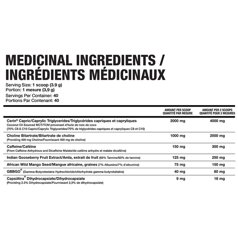 Magnum Nutraceuticals Fasted Cardio 40 Servings Electric Blue Gummy Nutrition Panel - SupplementSource.ca