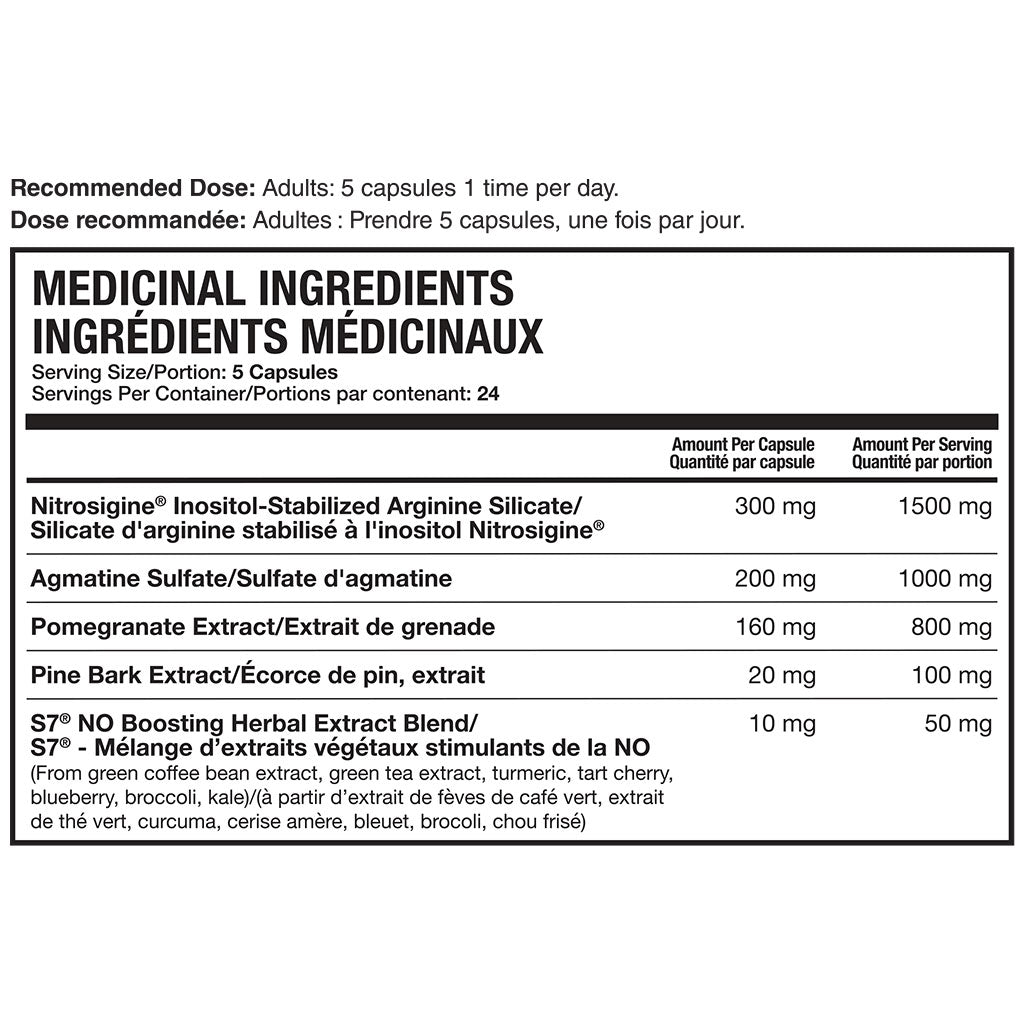 Magnum Nutraceuticals Volume 120 Capsules Nutrition Panel - SupplementSource.ca