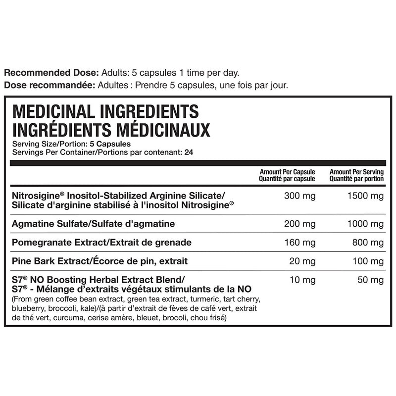 Magnum Nutraceuticals Volume 120 Capsules Nutrition Panel - SupplementSource.ca